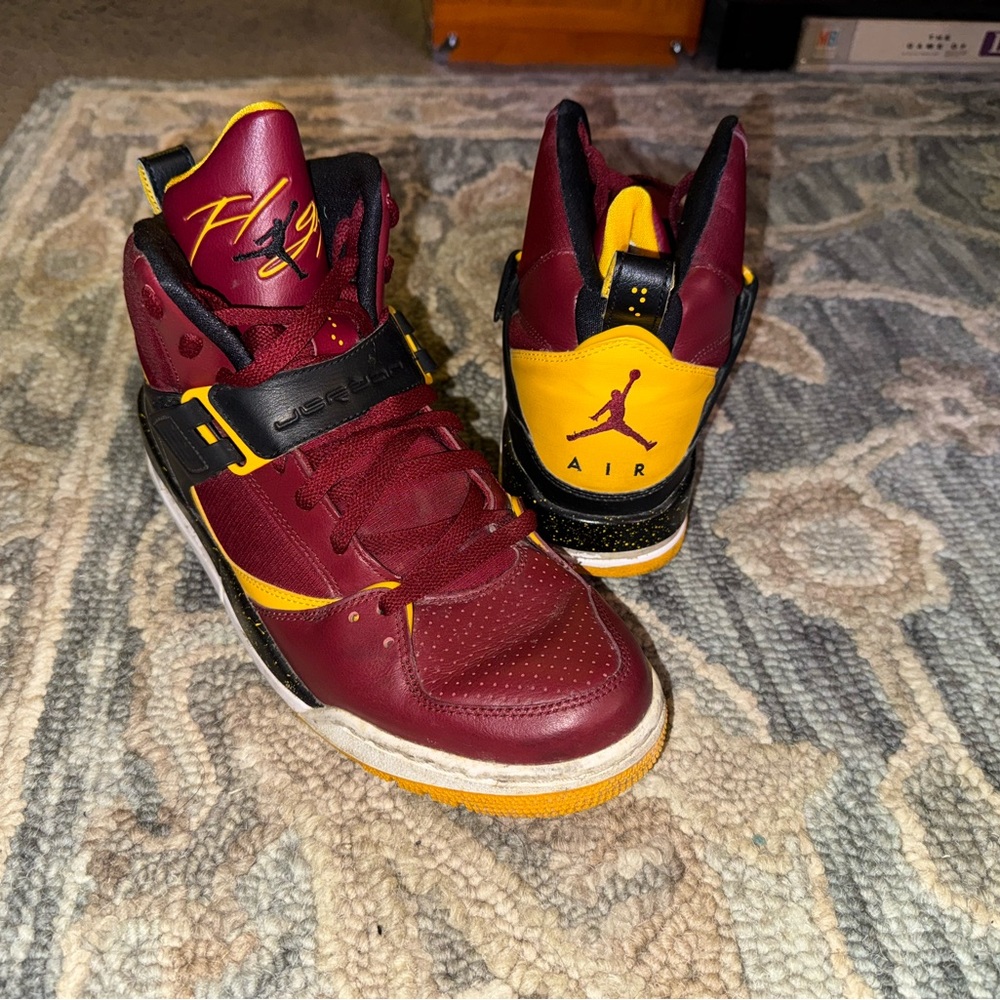 Jordan Maroon and Yellow High-Top Sneakers used in excellent condition very rare